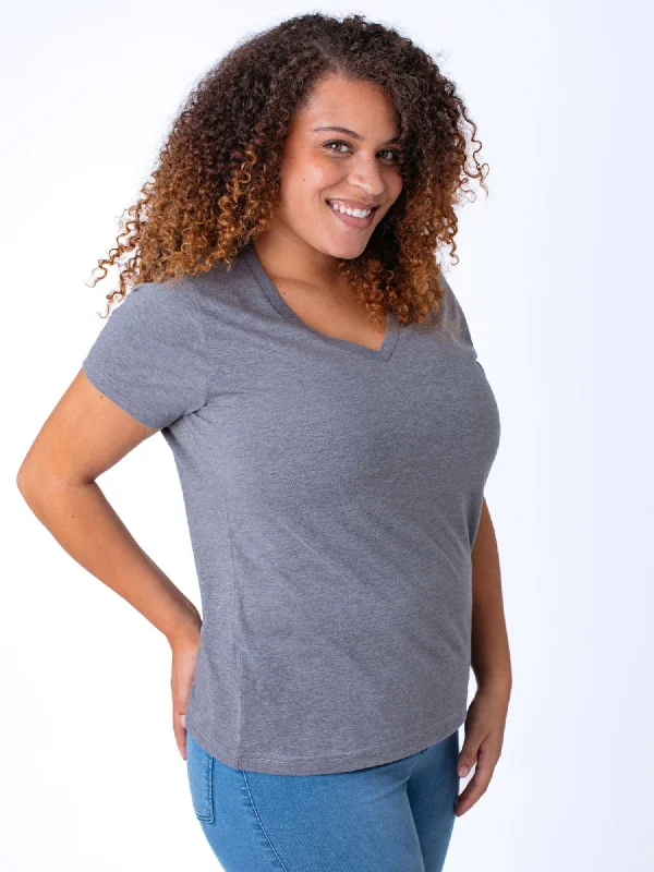 Women's Long-Sleeve BlouseWomen's Heather Grey V-Neck