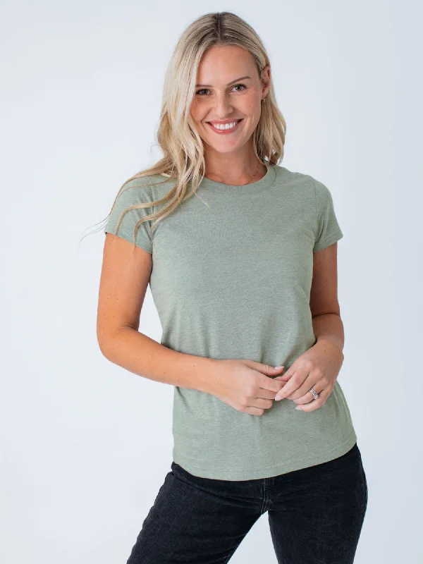 Women's Blouse with RufflesWomen's Vintage Green Crew Neck