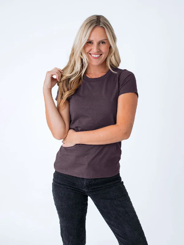 Women's Blouse with High CollarWomen's Nordic Purple Crew Neck