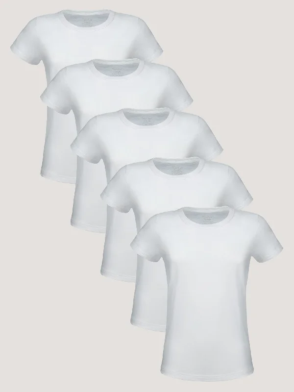 Women's Blouse with Shirt CollarWomen's Crew All White 5-Pack