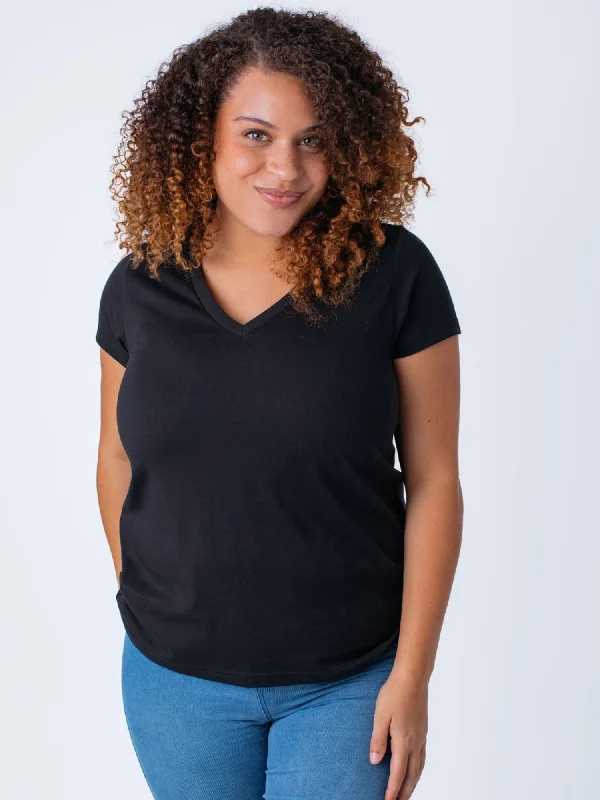 Women's Button-Up BlouseWomen's Black V-Neck