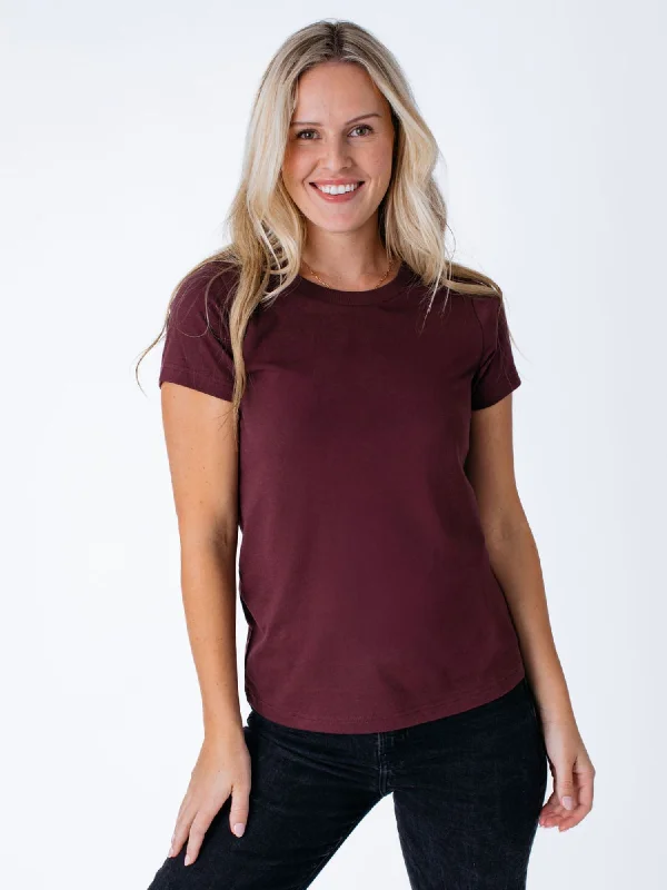 Women's Blouse for OfficeWomen's Port Red Crew Neck FINAL SALE