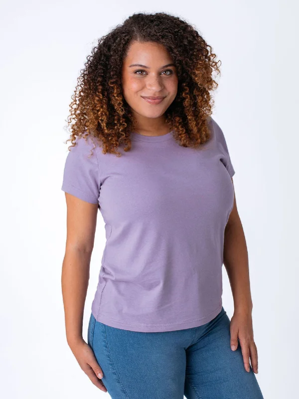 Women's Blouse with Peter Pan CollarWomen's Vintage Purple Crew Neck