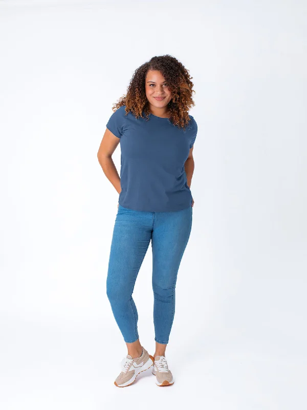 Women's Blouse with Narrow CollarWomen's Monsoon Blue Crew Neck