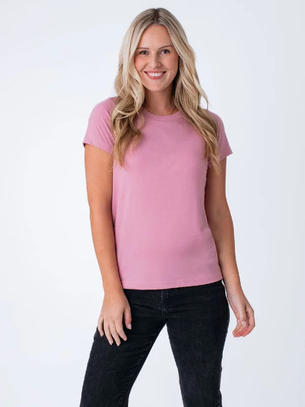 Women's Blouse with Square CollarWomen's Chalk Pink Crew Neck FINAL SALE