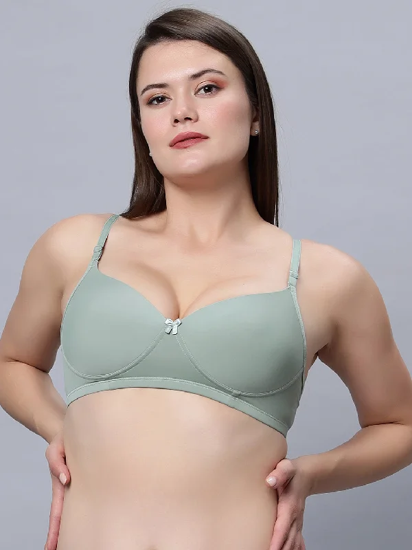 wireless mastectomy bra with soft cupsMedium Coverage T-shirt Padded Olive Color Bra (Pack of 1)