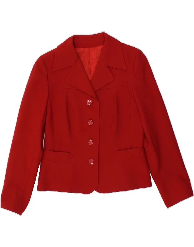 Women's PeacoatsDORENE Womens 4 Button Blazer Jacket UK 12 Medium Red New Wool