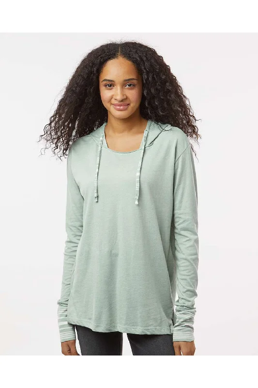 Women's Hooded Sweatshirts with Lightweight FabricMV Sport Womens Heathered Jersey Hooded T-Shirt Hoodie - Greenstone