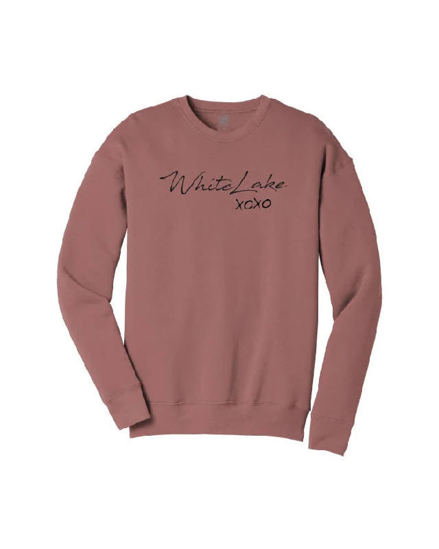 Women's Hooded Sweatshirts with Polka Dot LiningInk Detroit White Lake XOXO Crewneck Sweatshirt - Mauve