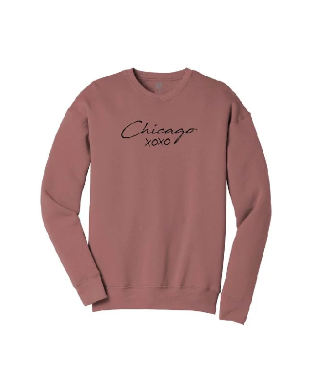 Women's Hooded Sweatshirts with ButtonsInk Detroit Chicago XOXO Crewneck Sweatshirt - Mauve