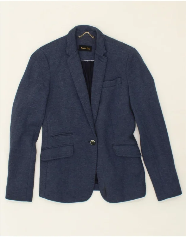 Women's Button-Up CoatsMASSIMO DUTTI Womens 1 Button Blazer Jacket EU 38 Small Navy Blue