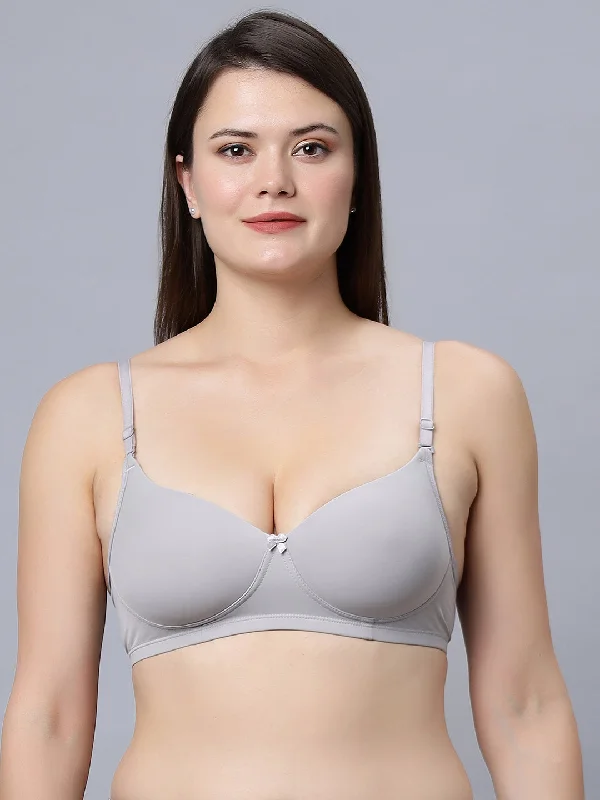 racerback sports braMedium Coverage T-shirt Padded Grey Color Bra (Pack of 1)