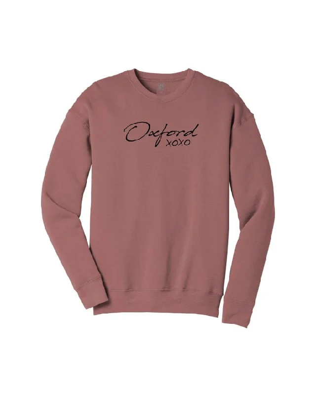 Women's Hooded Sweatshirts with Fleece LiningInk Detroit Oxford XOXO Crewneck Sweatshirt - Mauve