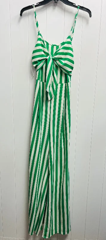 Women's Jumpsuits with Peter Pan CollarJumpsuit By Flying Tomato In Green & White, Size: S