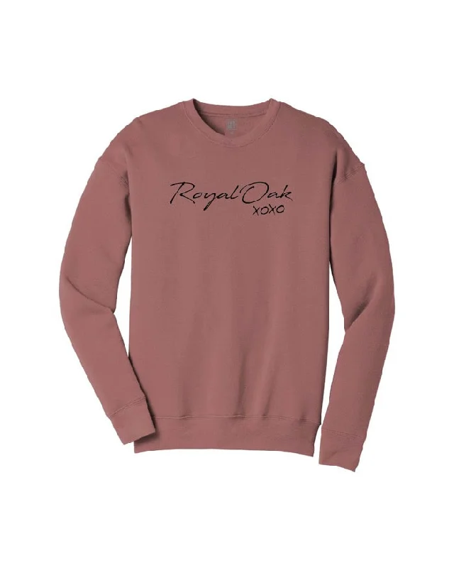 Women's Hooded Sweatshirts with Button ClosureInk Detroit Royal Oak XOXO Crewneck Sweatshirt - Mauve