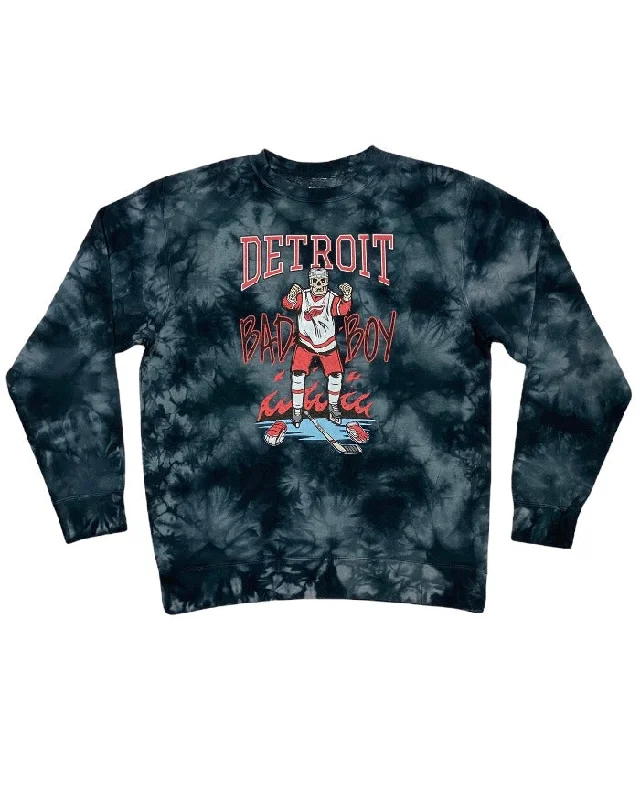 Women's Hooded Sweatshirts with Zipper PocketsInk Detroit Bad Boy Tie Dye Crewneck Sweatshirt - Black