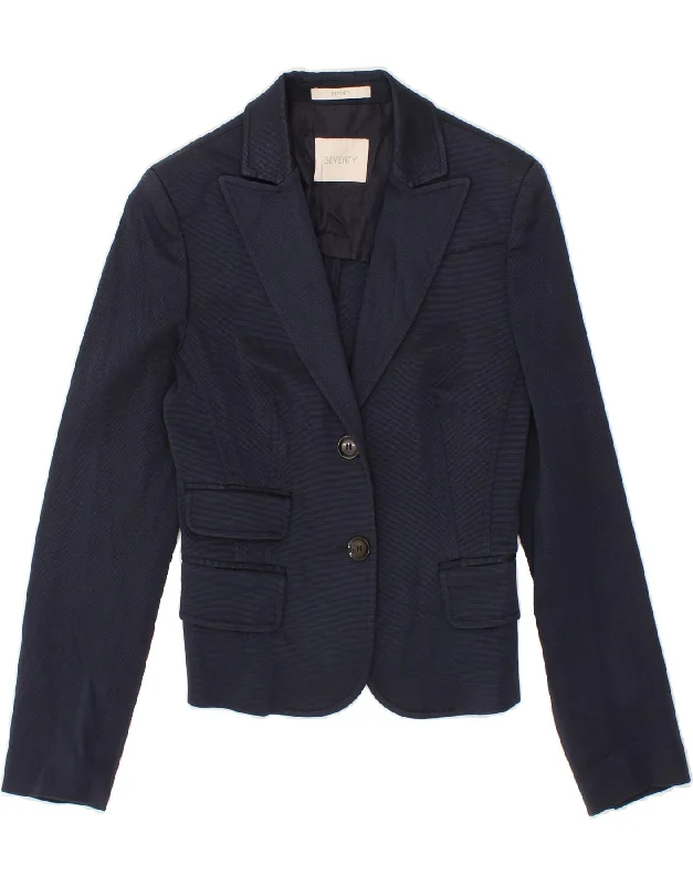 Women's Windbreaker CoatsSEVENTY Womens 2 Button Blazer Jacket UK 8 Small Navy Blue Pinstripe