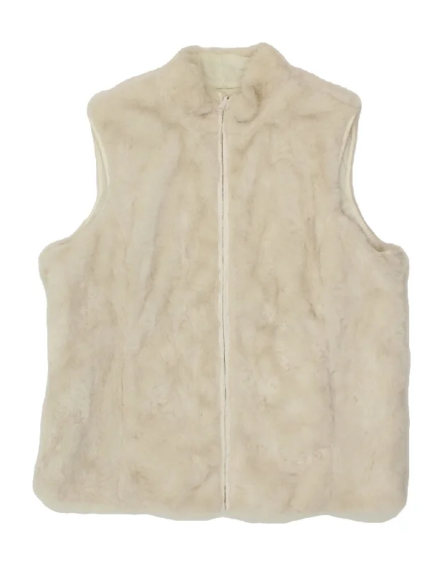 Women's Coats with SleevesVINTAGE Womens Faux Fur Reversible Gilet UK 12  Medium  White Nylon