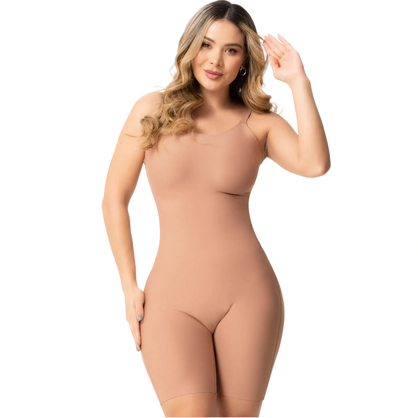 body shaper with hook-and-eye closureSonryse SP43NC Fajas Colombianas Sin Costuras Levanta Glúteos con Control Abdominal tipo Jumpsuit