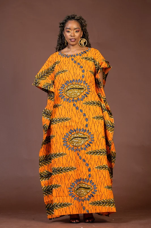 Women's Cap-Sleeve DressesGeorgia Ankara Maxi Dress | Yellow African Print