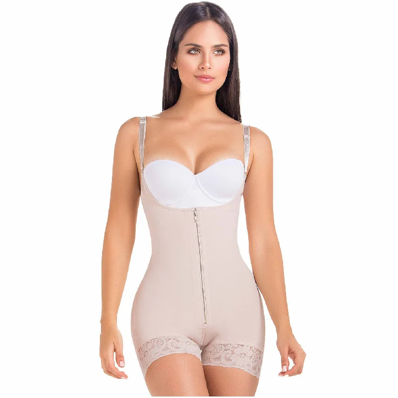 full-body suit with mesh panels for comfortMariaE 9235 Fajas Colombianas Levanta Cola Moldeadora Y Reductora Con Cremallera