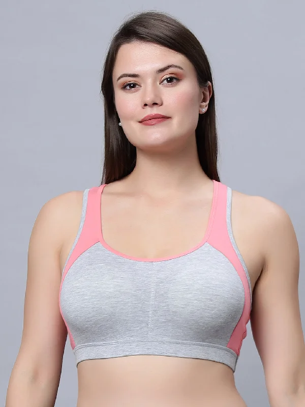 padded push-up bra for petitesFull coverage removable padding Greypeach color Sports Bra (Pack of 1)