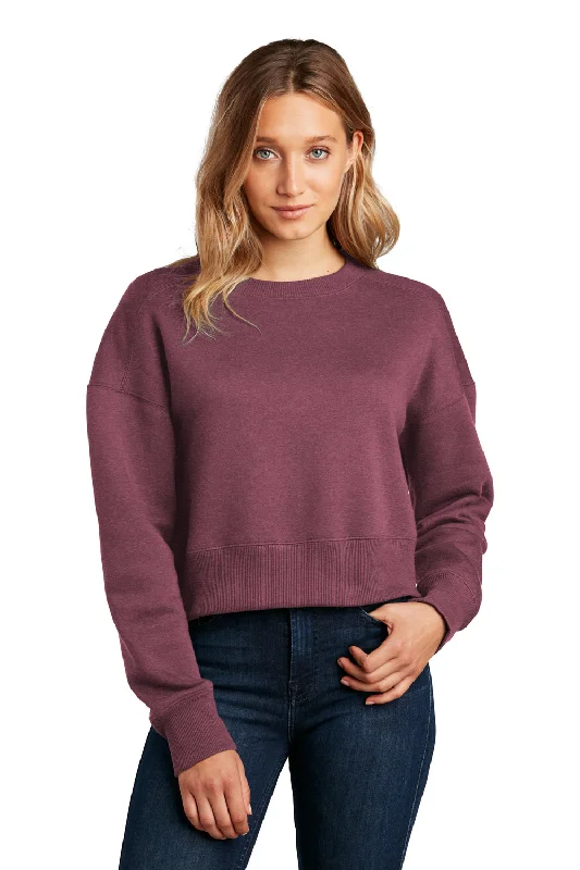 Women's Hooded Sweatshirts with Breathable FabricDistrict Womens Perfect Weight Fleece Cropped Crewneck Sweatshirt - Heather Loganberry - Closeout