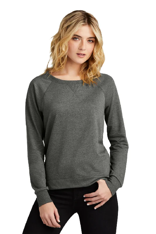 Women's Hooded Sweatshirts with Brocade LiningDistrict Womens French Terry Crewneck Sweatshirt - Washed Coal Grey