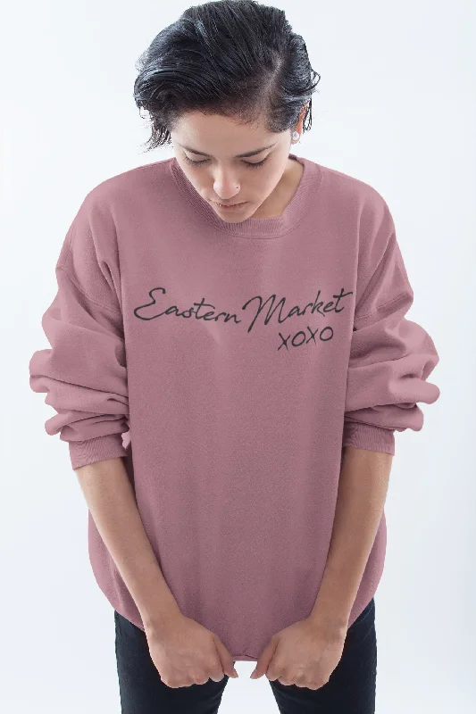 Women's Hooded Sweatshirts with Plush LiningInk Detroit Eastern Market XOXO Crewneck Sweatshirt - Mauve