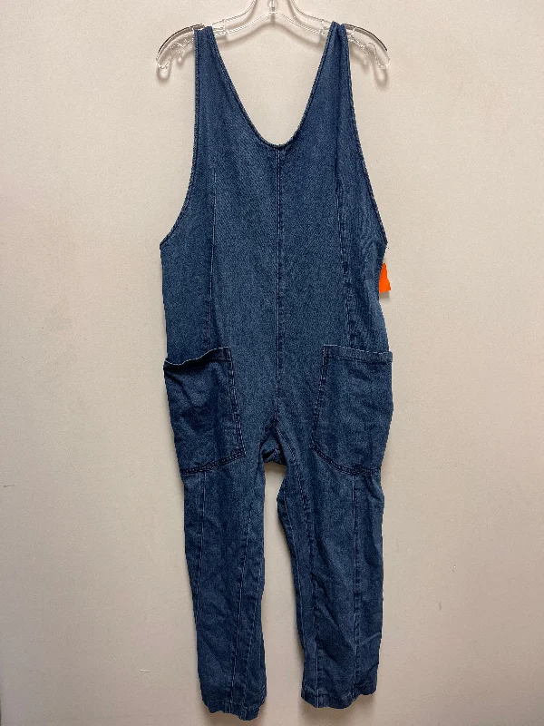 Women's Jumpsuits with Lapel CollarJumpsuit By Clothes Mentor In Blue Denim, Size: Xl