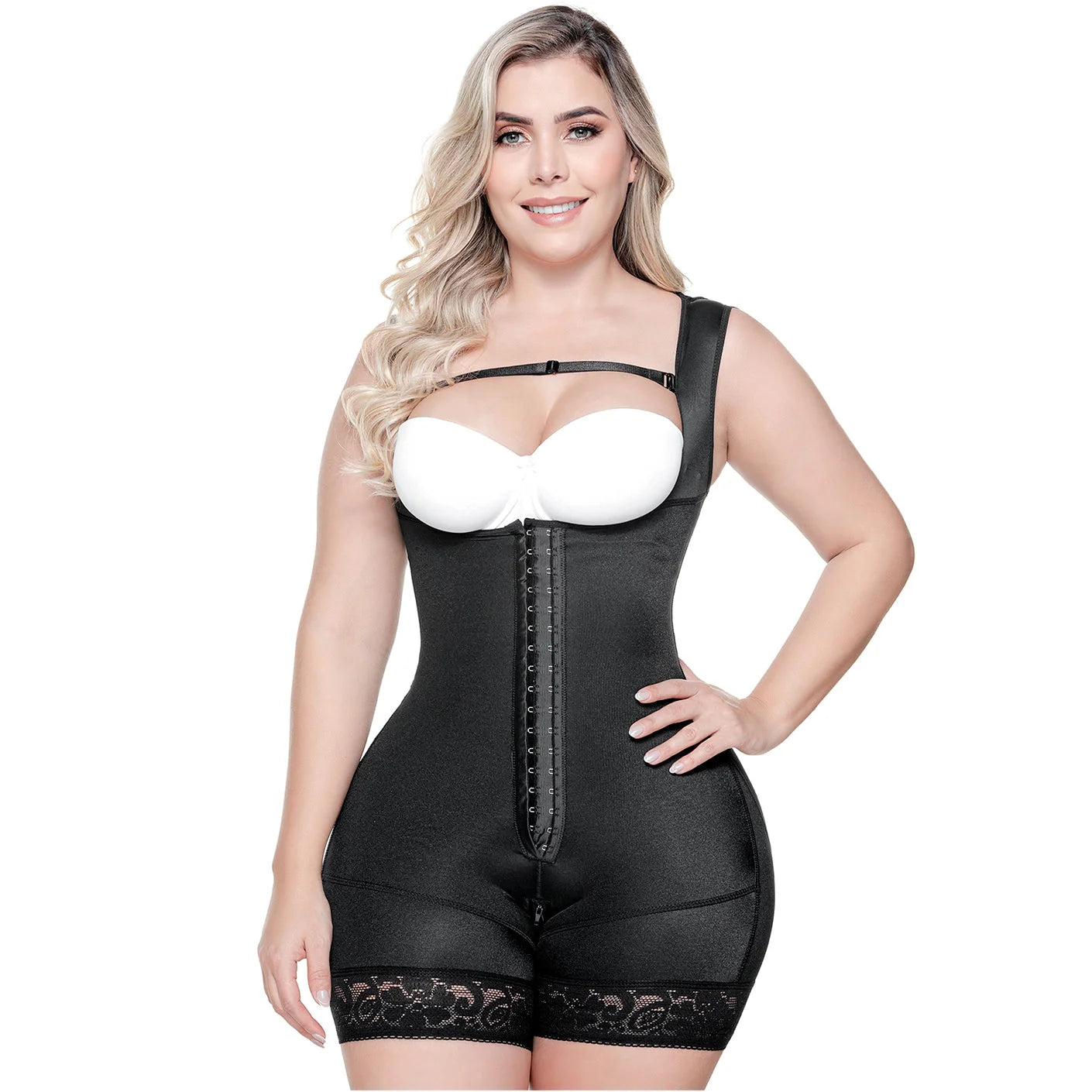 open-bust corset shapewear with lace appliquéComfort Hybrid Faja