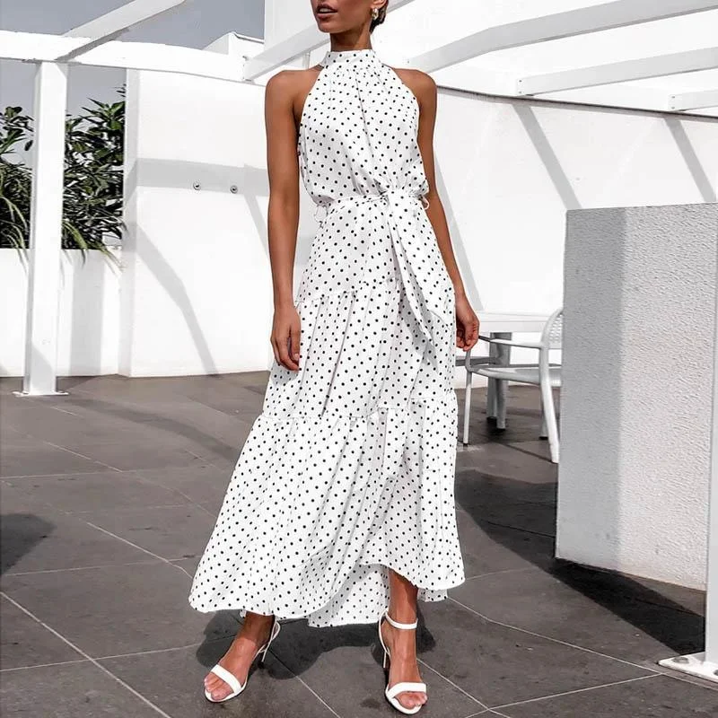 Women's Boat Collar DressesFashionSierra - Boho Women Long A-Line Off Shoulder Elegant Sash Maxi Dress Women