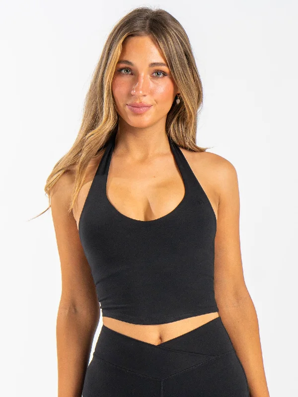 Women's Blouse with V-Shaped CollarNKD Halter Shelf Tank - Black