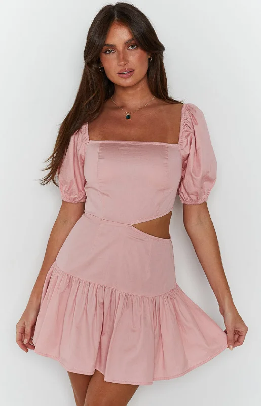 Women's V-Back DressesMelea Pink Puff Sleeve Mini Dress