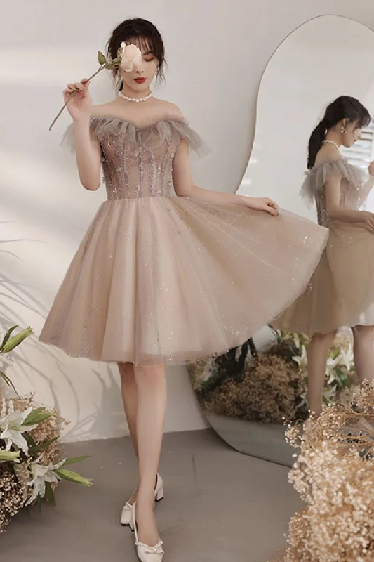 Women's V-Shaped Collar DressesCute tulle short A line prom dress party dress      S3225