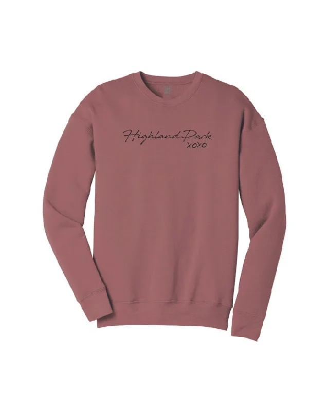 Women's Hooded Sweatshirts with Plush LiningInk Detroit Highland Park XOXO Crewneck Sweatshirt - Mauve