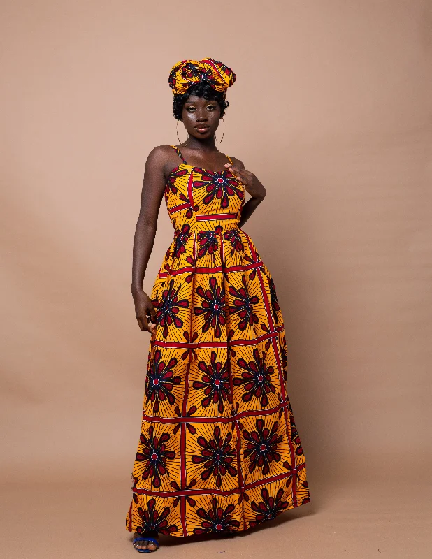 Women's Boat-Neck DressesDoyin Ankara Maxi Dress | Yellow African Print