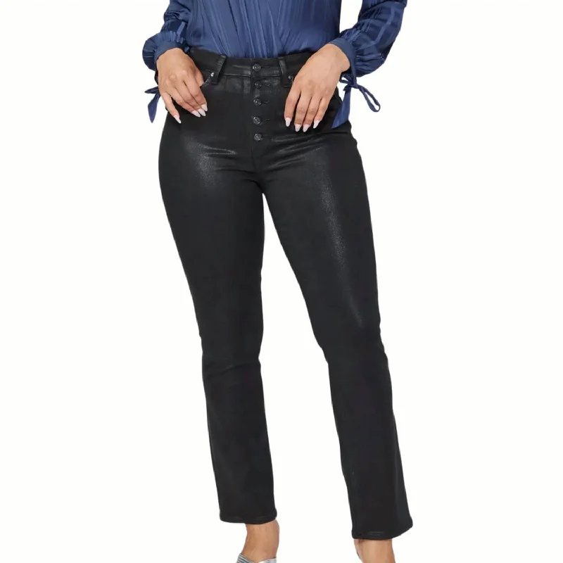 Women's Jodhpurs with Sweetheart CollarAccent Straight Leg Jean In Black Fog Luxe Coating