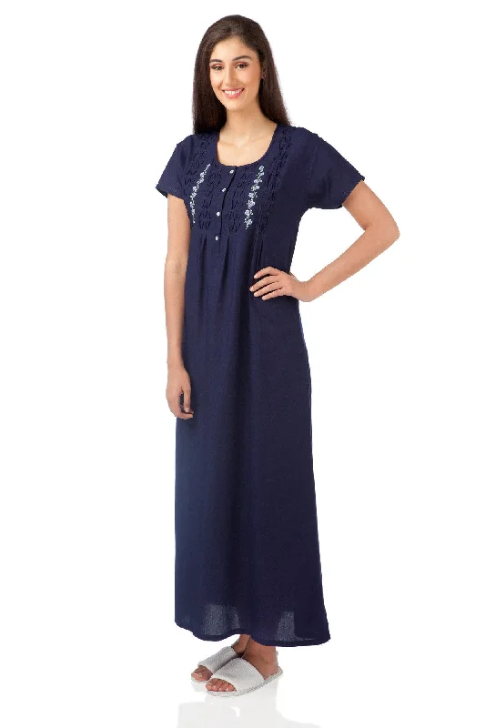 women's pajamas with drawstring waistNavy Floral Nightdress