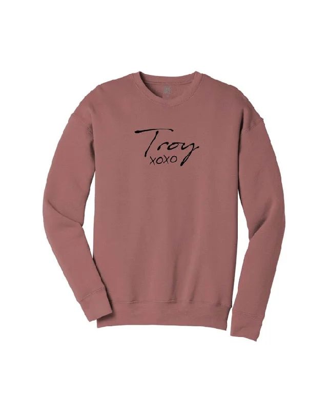 Women's Hooded Sweatshirts with Welt PocketsInk Detroit Troy XOXO Crewneck Sweatshirt - Mauve