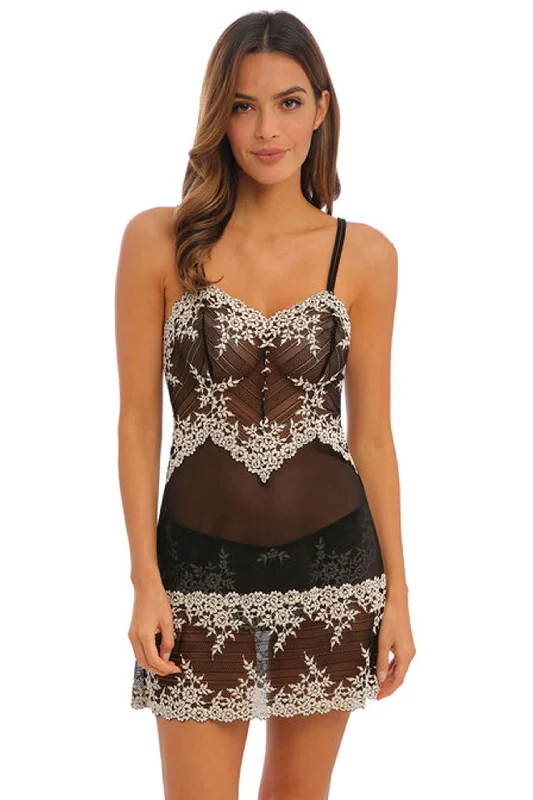 women's pajamas with a fitted designEmbrace Lace Chemise Black