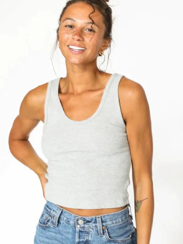 Women's Blouse with Gathered SleevesBlondie Tank Top - Heather Grey