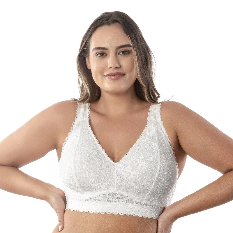 plus-size smoothing bra for dressesPARFAIT ADRIANA WIRE-FREE LACE BRALETTE PEARL WHITE