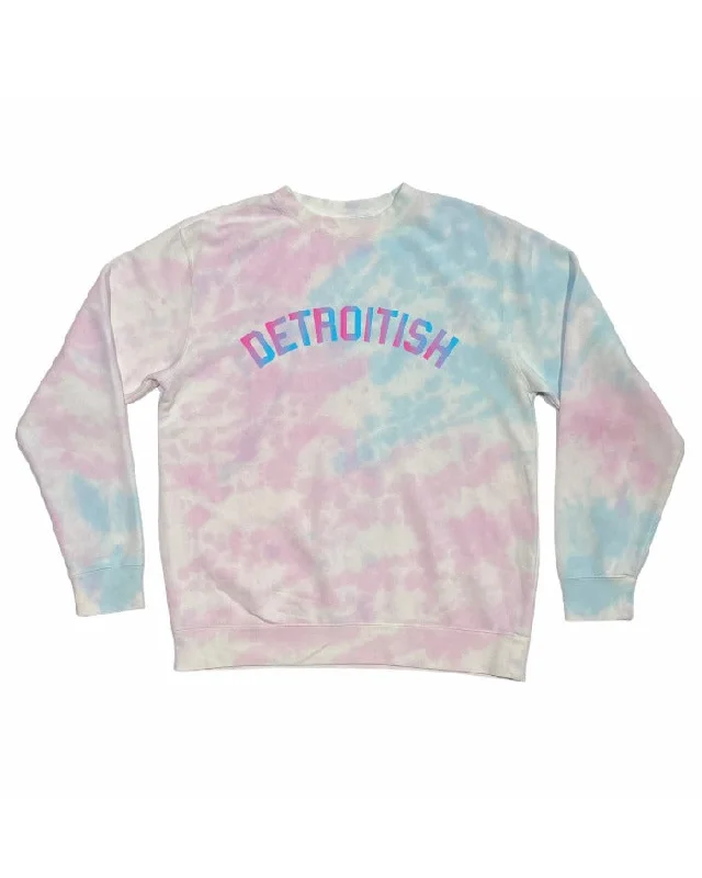 Women's Hooded Sweatshirts with High WaistInk Detroit Detroitish Tie Dye Crewneck Sweatshirt - Cotton Candy