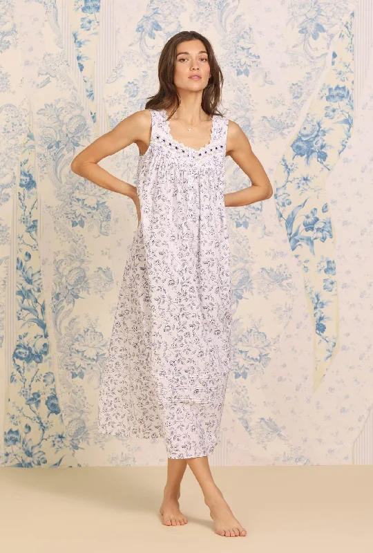 women's pajamas in solid colorsEileen West  Marine Rose Floral "Eileen" Lawn Cotton Nightgown