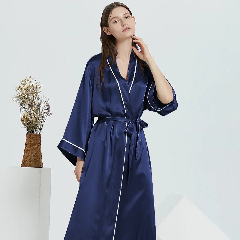 women's pajamas for the holidays19/22 mommes women's dressing gown silk kimono mid-length