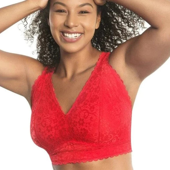 padded balconette braPARFAIT ADRIANA WIRE-FREE LACE BRALETTE RACING RED