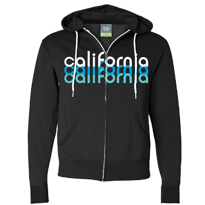 Women's Hooded Sweatshirts with Tight WaistCalifornia Cool Stacked Zip-Up Hoodie