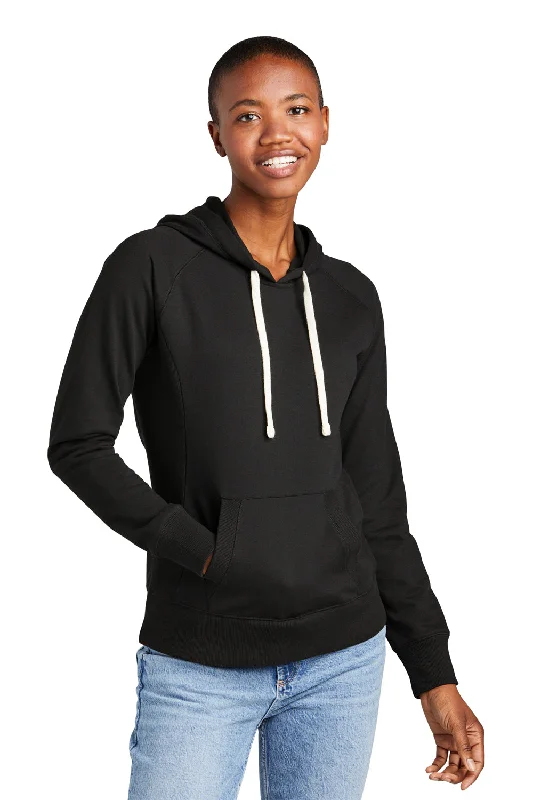 Women's Hooded Sweatshirts with Linen LiningDistrict Womens Re-Fleece Hooded Sweatshirt Hoodie w/ Pouch Pocket - Black