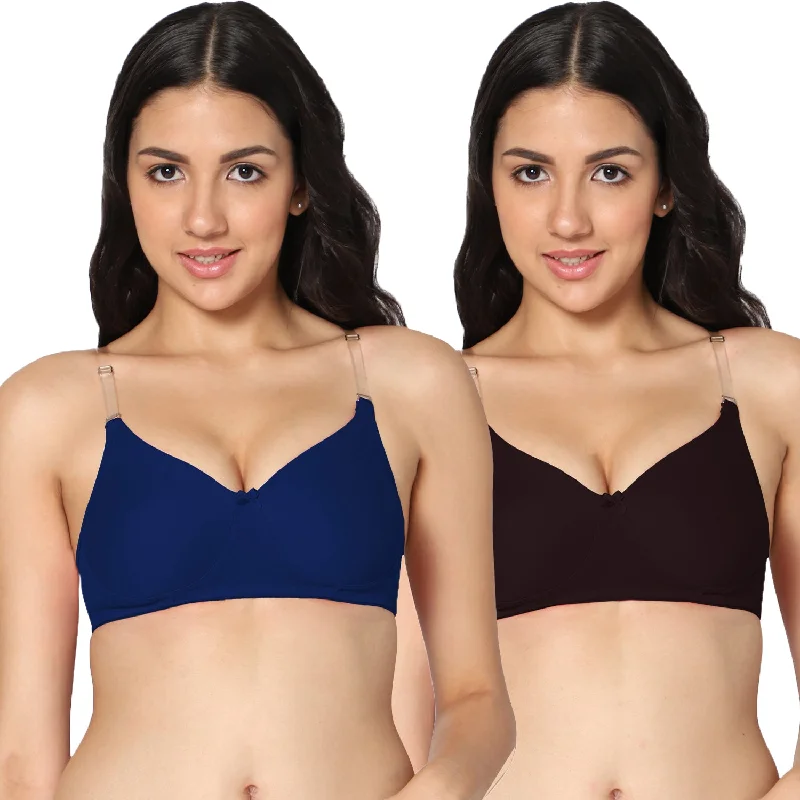 wireless nursing braT-shirt Medium Coverage Royal blue and Black Color Padded Bra (Pack of 2)